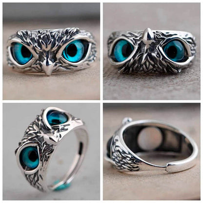 Anillo Regulable Retro Owl Búho de la Suerte